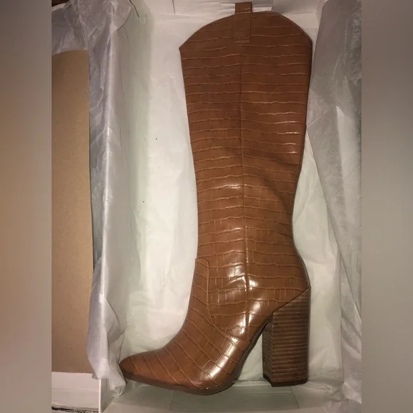 Dolce Vita Vanya Croc Western Cowgirl Boots New - Picture 3 of 7